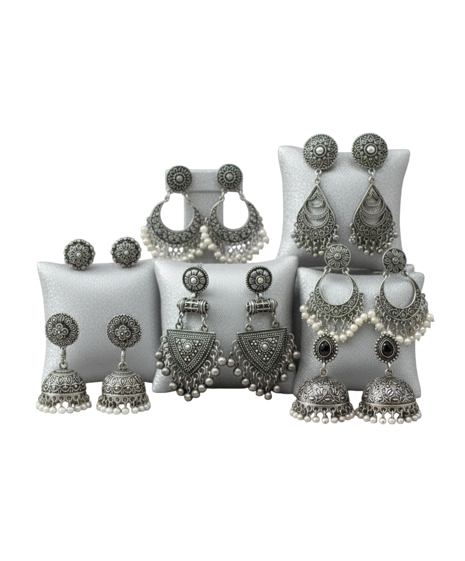 Handcrafted oxidised silver jewelry collection by Jalpai