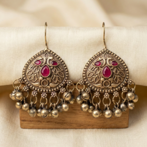 the mayura rani oxidised chandbali jhumka