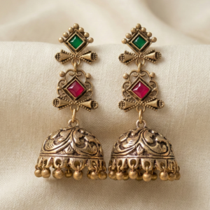 the mayura rani oxidised chandbali jhumka