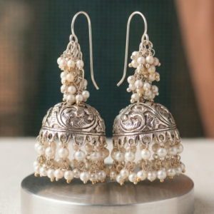the mayura rani oxidised chandbali jhumka