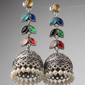 the navratna inspired floral jhumka