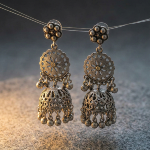 the navratna inspired floral jhumka