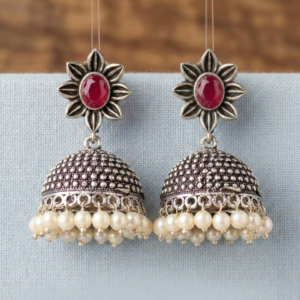 the navratna inspired floral jhumka